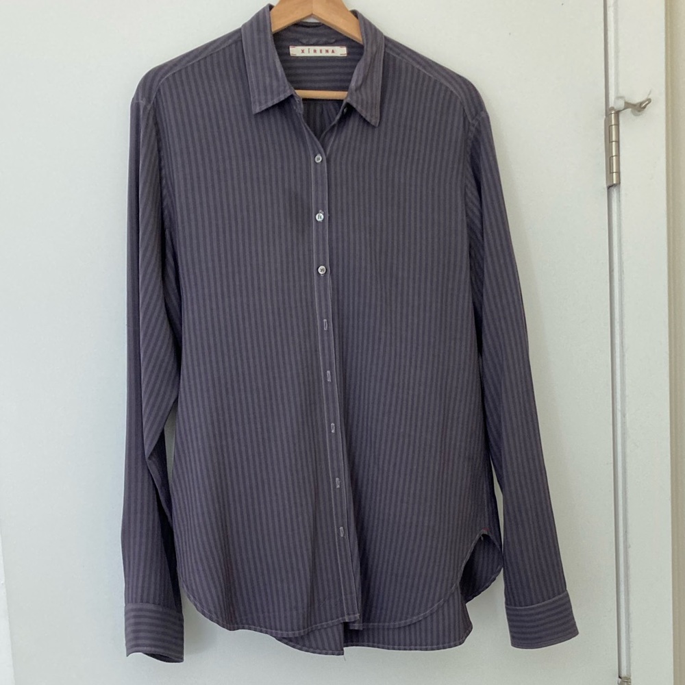 Xirena striped button up shirt “boyfriend” cut